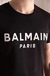 Balmain Black cotton T-shirt for men - logo print. 100% cotton. Country of manufacture: Italy. Care: specialized cleaning - photo 5