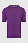 Cesare di Napoli Silk short sleeve jumper purple for men - Short sleeve. 100% silk. Country of manufacture: Italy. Care: specialized cleaning - photo 1