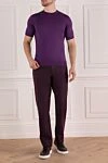 Silk short sleeve jumper purple for men Cesare di Napoli - Short sleeve. 100% silk. Country of manufacture: Italy. Care: specialized cleaning - photo 2