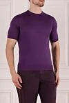 Cesare di Napoli Silk short sleeve jumper purple for men - Short sleeve. 100% silk. Country of manufacture: Italy. Care: specialized cleaning - photo 3