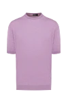 Cesare di Napoli Short sleeve jumper in cotton and silk purple for men - Short sleeve. 55% silk, 45% cotton. Country of manufacture: Italy. Care: specialized cleaning - photo 1