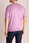 Short sleeve jumper in cotton and silk purple for men Cesare di Napoli - Short sleeve. 55% silk, 45% cotton. Country of manufacture: Italy. Care: specialized cleaning - photo 4