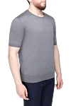 Cesare di Napoli Short sleeve jumper in silk and cotton gray for men - Short sleeve. 55% silk, 45% cotton. Country of manufacture: Italy. Care: specialized cleaning - photo 3