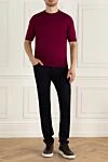 Cotton short sleeve jumper burgundy for men Svevo - Short sleeve. 100% cotton. Country of manufacture: Italy. Care: specialized cleaning - photo 2