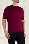 Men's maroon short sleeve soft cotton jumper Svevo - Short sleeve. 100% cotton. Country of manufacture: Italy. Care: specialized cleaning - photo 4