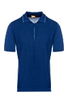 Svevo Cotton polo blue for men - Textured pattern, contrasting stripes on the collar and cuffs. 100% cotton. Closure: Zipper. Country of manufacture: Italy. Care: specialized cleaning - photo 1