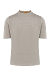 Svevo Men's beige short-sleeved jumper with textured horizontal knit (markdown) - Additional: Short sleeves. 65% silk, 35% linen. Country of manufacture: Italy. Care: specialized cleaning - photo 1