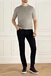 Men's beige short-sleeved jumper with textured horizontal knit (markdown) Svevo - Additional: Short sleeves. 65% silk, 35% linen. Country of manufacture: Italy. Care: specialized cleaning - photo 2