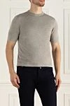 Svevo Men's beige short-sleeved jumper with textured horizontal knit (markdown) - Additional: Short sleeves. 65% silk, 35% linen. Country of manufacture: Italy. Care: specialized cleaning - photo 3