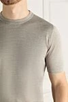 Svevo Men's beige short-sleeved jumper with textured horizontal knit (markdown) - Additional: Short sleeves. 65% silk, 35% linen. Country of manufacture: Italy. Care: specialized cleaning - photo 5