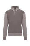 Cesare di Napoli Long Sleeve Polo in Silk and Cashmere Gray for men - Decor: Combination of two shades. Optional: Long sleeve. Composition: 70% cashmere, 30% silk. Clasp: Buttons. Country of manufacture: Italy. Care: specialized cleaning - photo 1