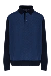 Cesare di Napoli Long Sleeve Polo in Silk and Cashmere blue for men - Textured pattern, a combination of two shades. Long sleeve. 70% cashmere, 30% silk. Buttons. Country of manufacture: Italy. Care: specialized cleaning - photo 1