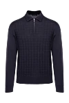 Cesare di Napoli Long Sleeve Polo in Silk and Cashmere black for men - Embossed pattern. Long sleeve. 70% cashmere, 30% silk. Zipper. Country of manufacture: Italy. Care: specialized cleaning - photo 1