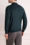 Long sleeve polo in silk and cashmere green for men Cesare di Napoli - Embossed pattern. Long sleeve. 70% cashmere, 30% silk. Buttons. Country of manufacture: Italy. Care: specialized cleaning - photo 4