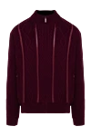 Zilli Men's cardigan made of cashmere, silk and natural fur, burgundy - Contrasting stripes, fantasy pattern. 100% cashmere, 100% silk, 100% real fur. Closure: Zipper. Country of manufacture: Italy. Care: specialized cleaning - photo 1