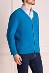 Zilli Men's cotton cardigan blue - Textured pattern. 100% cotton. Closure: Buttons. Country of manufacture: Italy. Care: specialized cleaning - photo 3