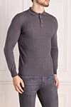 Zilli Long Sleeve Polo in Silk and Cashmere gray for men - Textured pattern. Long sleeve. 70% cashmere, 30% silk. Buttons. Country of manufacture: Italy. Care: specialized cleaning - photo 3