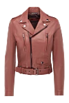 Giorgio&Mario Pink genuine leather jacket for women - oblique zipper, zippers on the sleeves, belt. 100% genuine leather. Closure: zipper. one flap pocket, two chest pockets. Country of manufacture: Italy. Care: specialized cleaning - photo 1