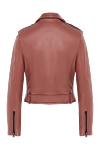 Pink genuine leather jacket for women Giorgio&Mario - oblique zipper, zippers on the sleeves, belt. 100% genuine leather. Closure: zipper. one flap pocket, two chest pockets. Country of manufacture: Italy. Care: specialized cleaning - photo 6