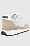 Women's suede sneakers in beige with shiny inserts. Peserico - contrasting inserts, contrasting sole. suede. lacing. Country of manufacture: Italy. Care: specialized cleaning - photo 4