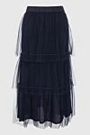 Peserico Women's dark blue skirt with ruffles - ruffles. 100% polyamide. zipper. Country of manufacture: Italy. Care: specialized cleaning - photo 1