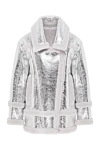 Blancha Gray sheepskin coat made of natural fur and leather - fur collar. 100% natural fur. Closure: zipper. two side pockets. Country of manufacture: Italy. Care: specialized cleaning - photo 1