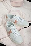 Celine Women's leather sneakers with pink inserts in white - contrasting inserts. leather. lacing. Country of manufacture: Italy. Care: specialized cleaning - photo 7