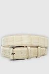 Cesare di Napoli White crocodile leather belt for men - Textured leather. 100% crocodile leather. Size: Width 4cm. Buckle. Country of manufacture: Italy. Care: specialized cleaning - photo 1