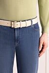 White crocodile leather belt for men Cesare di Napoli - Textured leather. 100% crocodile leather. Size: Width 4cm. Buckle. Country of manufacture: Italy. Care: specialized cleaning - photo 2