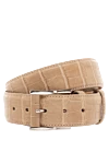 Cesare di Napoli Beige men's crocodile leather belt - Decor: Textured leather. Composition: 100% crocodile leather. Size: Width 4cm. Clasp: Buckle. Country of manufacture: Italy. Care: specialized cleaning - photo 1