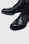 Fleur de Paris Women's black leather boots with laces - genuine leather. Heel height: 2 centimeters. lacing. Country of manufacture: Italy. Care: specialized cleaning - photo 5