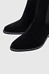 Fleur de Paris Women's black suede boots with crystals - crystals. suede. Heel height: 7 centimeters. elastic inserts. Country of manufacture: Italy. Care: specialized cleaning - photo 5