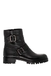 Fleur de Paris Women's black leather boots with decorative buckles - spraying, buckles. genuine leather. Heel height: 2 centimeters. zippers. Country of manufacture: Italy. Care: specialized cleaning - photo 1