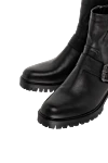 Fleur de Paris Black leather boots for women - spraying, buckles. genuine leather. Heel height: 2 centimeters. zippers. Country of manufacture: Italy. Care: specialized cleaning - photo 5