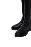 Fleur de Paris Boots women's high leather with strap black - metal buckle. leather. Heel height: 2 cm. zipper. Country of manufacture: Italy. Care: specialized cleaning - photo 5