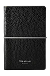 Serapian Genuine leather notepad black for men - Contrasting leather inserts, logo embossing. 100% genuine leather. Elasticated drawstring. Country of manufacture: Italy. Care: specialized cleaning - photo 1