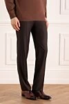 Zilli Men's brown wool trousers - 100% wool. Closure: button, zipper. two side, two back pockets. Country of manufacture: Italy. Care: specialized cleaning - photo 3