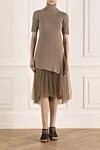 Beige cashmere dress for women Brunello Cucinelli - contrasting bottom, pleated. 95% cashmere, 5% polyamide. Country of manufacture: Italy. Care: specialized cleaning - photo 2