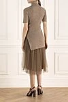 Beige cashmere dress for women Brunello Cucinelli - contrasting bottom, pleated. 95% cashmere, 5% polyamide. Country of manufacture: Italy. Care: specialized cleaning - photo 4