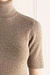 Brunello Cucinelli Beige cashmere dress for women - contrasting bottom, pleated. 95% cashmere, 5% polyamide. Country of manufacture: Italy. Care: specialized cleaning - photo 5