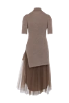 Brunello Cucinelli Beige cashmere dress for women - contrasting bottom, pleated. 95% cashmere, 5% polyamide. Country of manufacture: Italy. Care: specialized cleaning - photo 7