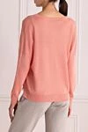 Pink jumper for women Cappellini - V-neck. 60% linen, 40% cotton. Country of manufacture: Italy. Care: specialized cleaning - photo 4