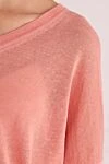 Cappellini Pink jumper for women - V-neck. 60% linen, 40% cotton. Country of manufacture: Italy. Care: specialized cleaning - photo 5