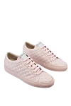 Le Silla Women's leather quilted sneakers in pink - quilted surface, beads. leather. lacing. Country of manufacture: Italy. Care: specialized cleaning - photo 3