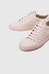 Le Silla Women's leather quilted sneakers in pink - quilted surface, beads. leather. lacing. Country of manufacture: Italy. Care: specialized cleaning - photo 5