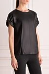 Peserico Women's leather blouse black - leather. zipper. Country of manufacture: Italy. Care: specialized cleaning - photo 3