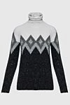 Tonet Gray jumper for women - high neck, combination of three colors, fancy pattern. 68% wool, 29% cashmere, 3% polyamide. Country of manufacture: Italy. Care: specialized cleaning - photo 1