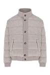 Kiton Men's down jacket made of silk and cashmere white - Stitching, contrasting buttons. 96% cashmere, 4% silk. Buttons. Two side pockets, two inside pockets. Country of manufacture: Italy. Care: specialized cleaning - photo 1