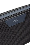 Black genuine leather men's clutch bag Serapian - Brand logo patch, textured leather, handle. 100% genuine leather. Closure: Zipper. Two compartments. Country of manufacture: Italy. Care: specialized cleaning - photo 4