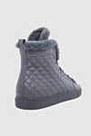 Women's gray leather quilted boots with fur Le Silla - quilted surface, fur edge. genuine leather, fur. Heel height: 2 centimeters. lacing. Country of manufacture: Italy. Care: specialized cleaning - photo 4